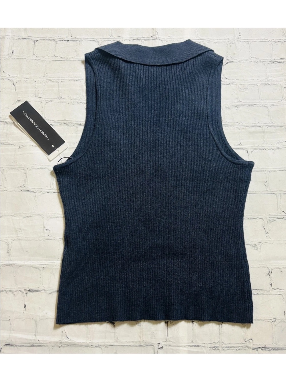 French Connection Mozza Knit Sleeveless PulloverVest Marine Blue Women's Size L - Picture 9 of 10